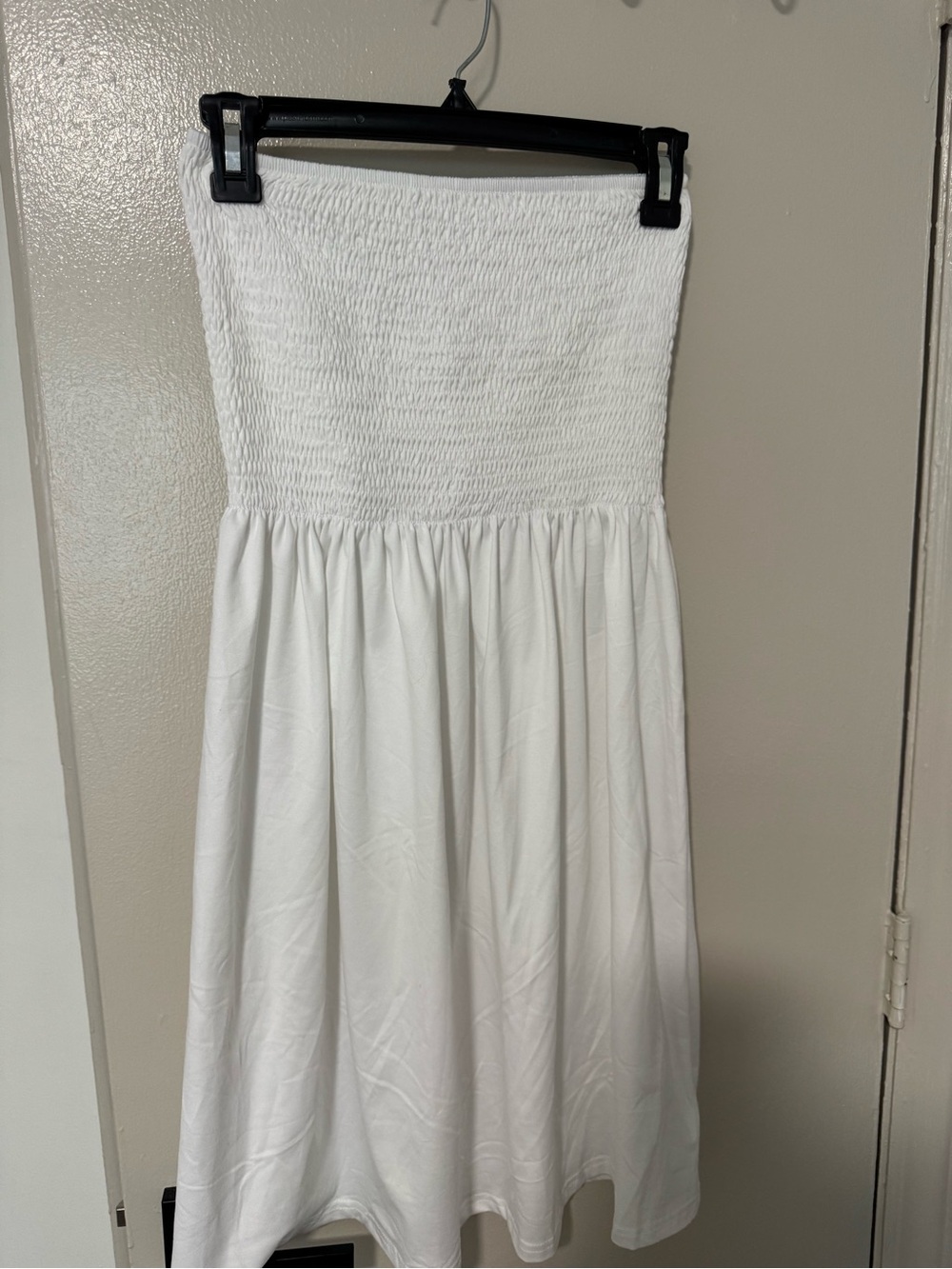 White Strapless Smocked Sundress- Small
